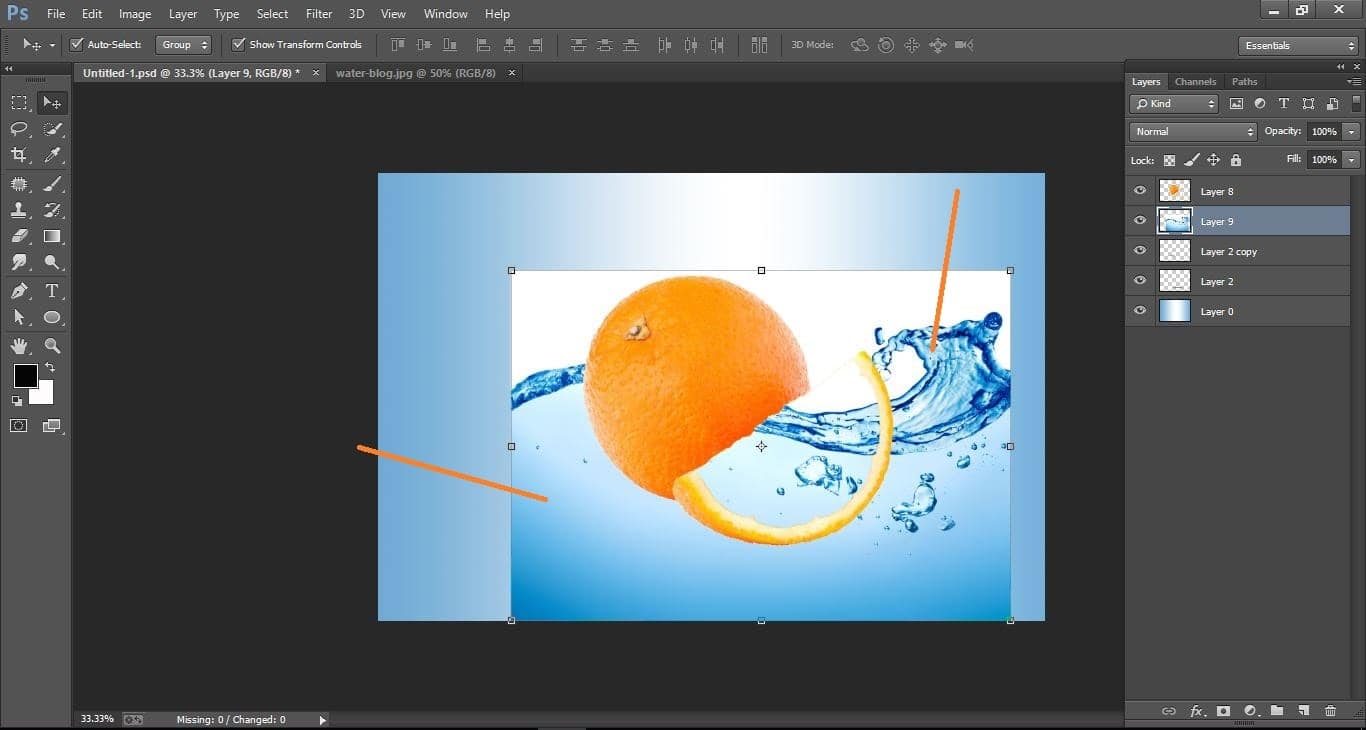 How to create water orange fruit and fish manipulation – in Photoshop