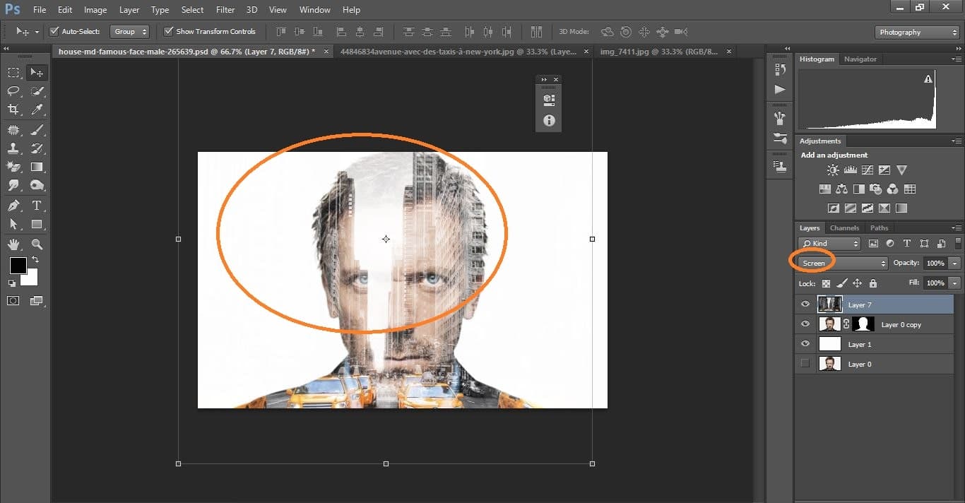 How to create double exposure portrait manipulation Man with New York City) –in Photoshop