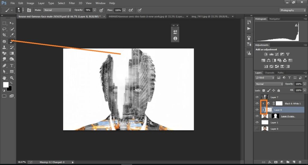 How to create double exposure portrait manipulation Man with New York City) –in Photoshop