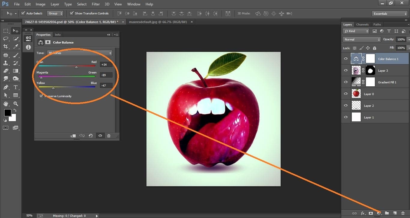 How to create very simple way effect apple – in Photoshop 