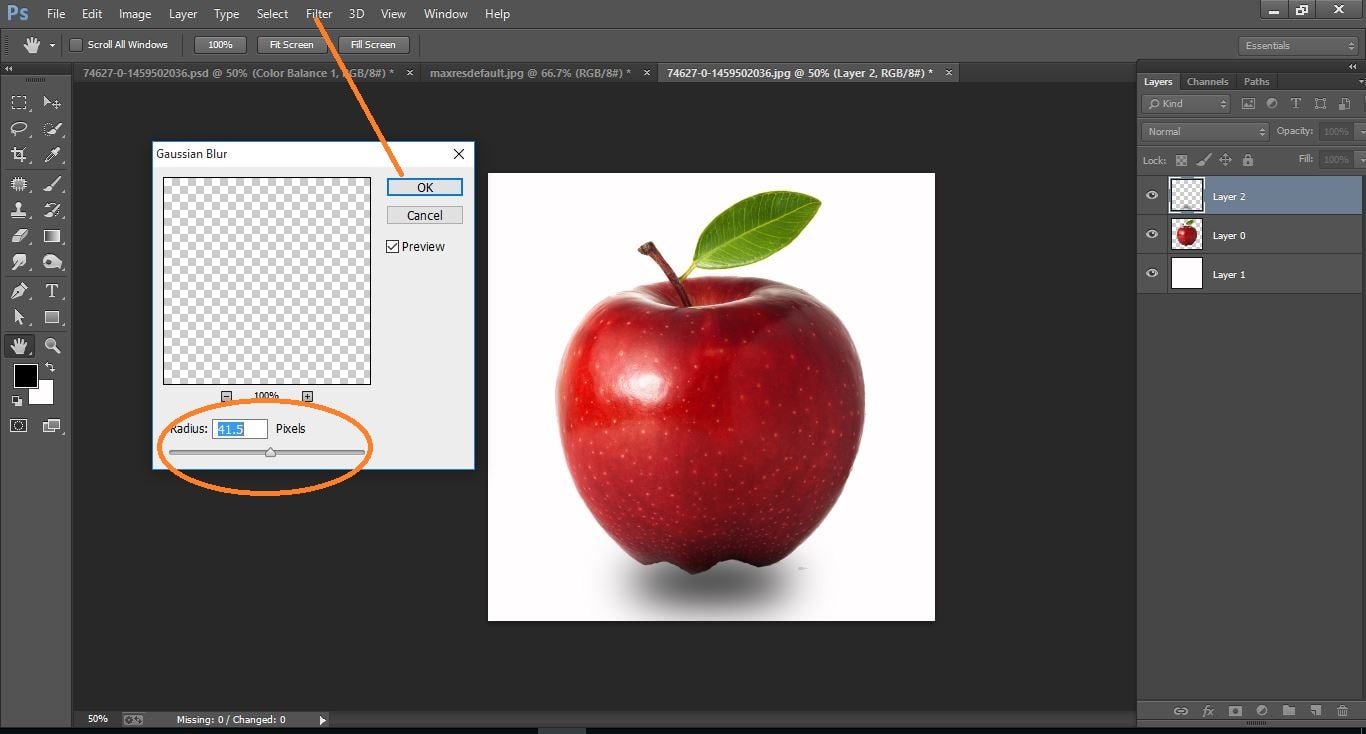 How to create very simple way effect apple – in Photoshop 