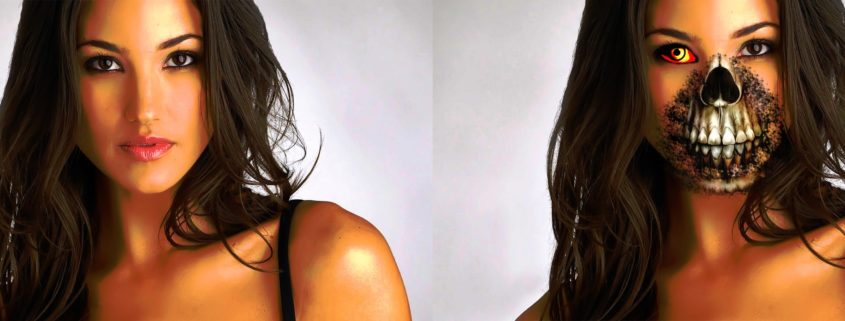 HOW TO CREATE A HALF MONSTER SKULL FACE