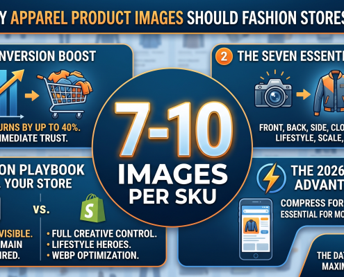 Optimized apparel product image count showing multiple clothing angles